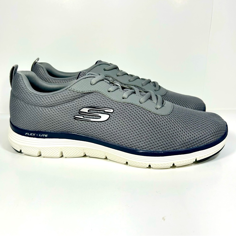 NEW Skechers Flex Lite Running Trainers Sneaker Shoes Grey 16829; Men’s Sz 13